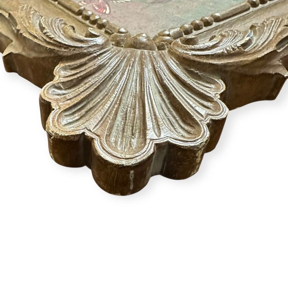 Vintage Ornate 1973 Burwood Faux Wood Picture Frame Floral & Butterfly Design - Picture 7 of 10
